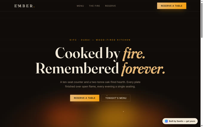 ĒMBER — Restaurant & Café, a Sawtix website template